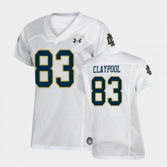 #83 Chase Claypool Replica Irish Under Armour Football Women\'s White Jersey 676762-877