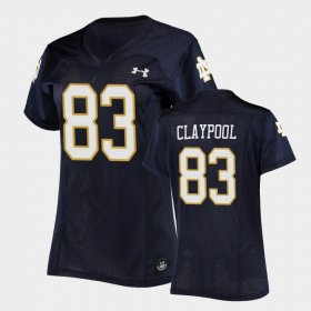 #83 Chase Claypool Replica Notre Dame Fighting Irish Under Armour Football Women's Navy Jersey 766751-586