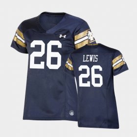 #26 Clarence Lewis 2021 Shamrock Series University of Notre Dame Replica Game Women's Navy Jersey 218254-328