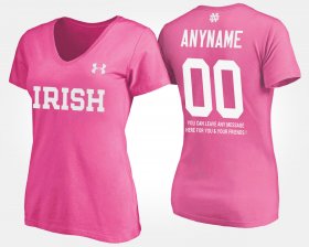 #00 Custom Name and Number Fighting Irish With Message Women's Pink T-Shirt 236825-433