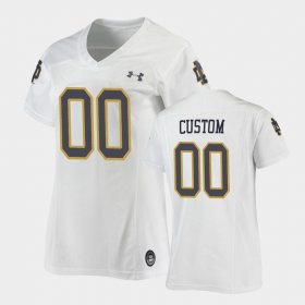#00 Custom Replica Fighting Irish Under Armour Football Women White Jersey 509190-128