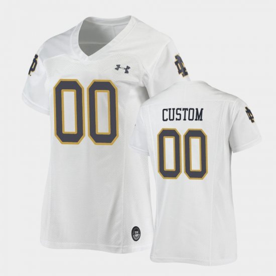 #00 Custom Replica Fighting Irish Under Armour Football Women White Jersey 509190-128