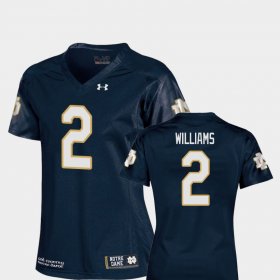 #2 Dexter Williams College Football Fighting Irish Replica Womens Navy Jersey 795585-987