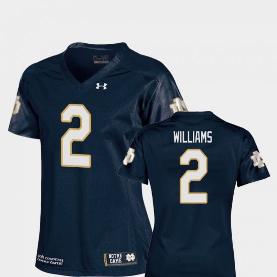 #2 Dexter Williams College Football Fighting Irish Replica Womens Navy Jersey 795585-987