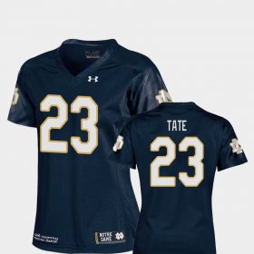 #23 Golden Tate College Football Notre Dame Replica Women Navy Jersey 249594-327