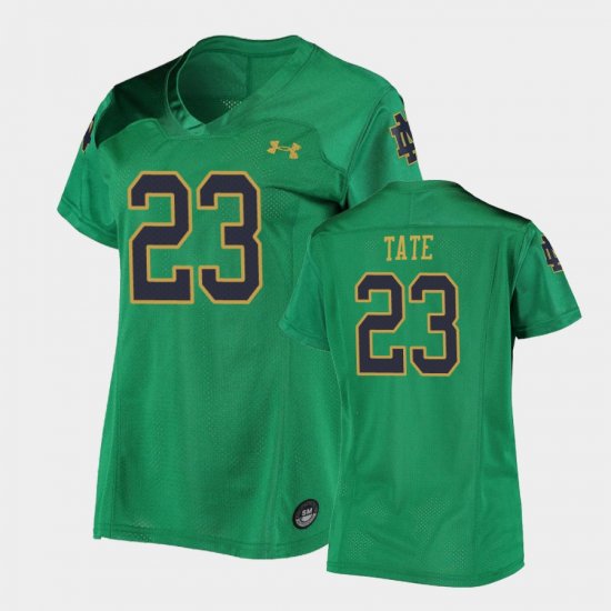 #23 Golden Tate Replica Irish Under Armour Football Women\'s Green Jersey 737445-615