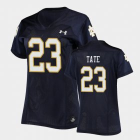 #23 Golden Tate Replica Irish Under Armour Football Women Navy Jersey 929081-505