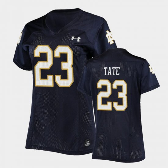 #23 Golden Tate Replica Irish Under Armour Football Women Navy Jersey 929081-505