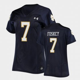 #7 Isaiah Foskey Replica Fighting Irish Under Armour Football Womens Navy Jersey 143272-865