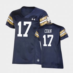 #17 Jack Coan 2021 Shamrock Series UND Replica Game Women Navy Jersey 873326-577