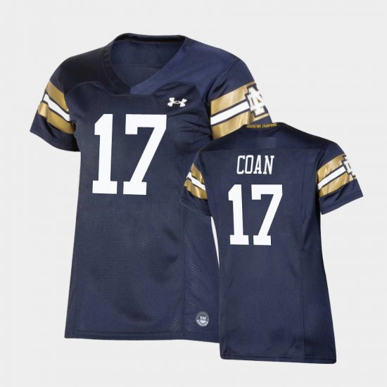 #17 Jack Coan 2021 Shamrock Series UND Replica Game Women Navy Jersey 873326-577