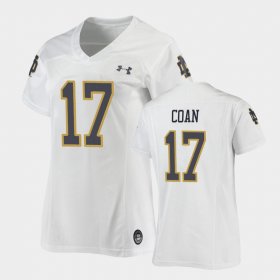#17 Jack Coan Replica Notre Dame Fighting Irish Under Armour Football Women White Jersey 504432-570