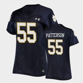 #55 Jarrett Patterson Replica Notre Dame Fighting Irish Under Armour Football Womens Navy Jersey 858864-477