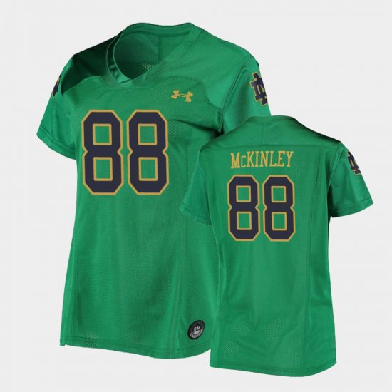 #88 Javon McKinley Replica Fighting Irish Under Armour Football Womens Green Jersey 917737-878