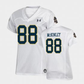 #88 Javon McKinley Replica University of Notre Dame Under Armour Football Women's White Jersey 924451-446