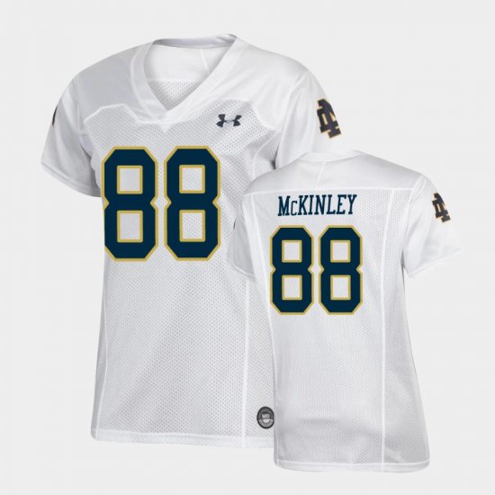 #88 Javon McKinley Replica University of Notre Dame Under Armour Football Women\'s White Jersey 924451-446
