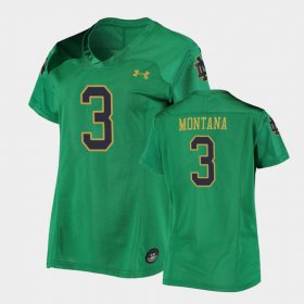 #3 Joe Montana Replica UND Under Armour Football Women Green Jersey 952456-282