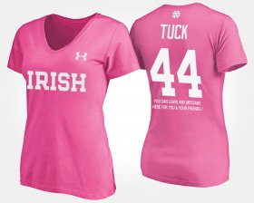 #44 Justin Tuck Name and Number Irish With Message Womens Pink T-Shirt 324038-576