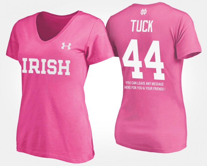#44 Justin Tuck Name and Number Irish With Message Womens Pink T-Shirt 324038-576