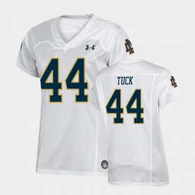 #44 Justin Tuck Replica Notre Dame Under Armour Football Women White Jersey 634250-457