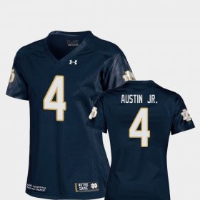 #4 Kevin Austin Jr. College Football Notre Dame Fighting Irish Replica Women Navy Jersey 926907-971
