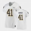 #41 Kurt Hinish Replica Irish Under Armour Football Womens White Jersey 477279-680