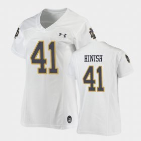 #41 Kurt Hinish Replica Irish Under Armour Football Womens White Jersey 477279-680