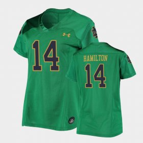 #14 Kyle Hamilton Replica Fighting Irish Under Armour Football Women Green Jersey 351411-887