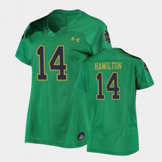 #14 Kyle Hamilton Replica Fighting Irish Under Armour Football Women Green Jersey 351411-887