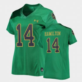 #14 Kyle Hamilton Replica Notre Dame Under Armour Football Women's Green Jersey 123786-861