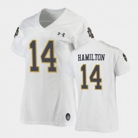 #14 Kyle Hamilton Replica University of Notre Dame Under Armour Football Women White Jersey 143236-384