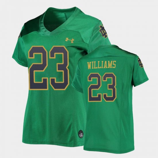 #23 Kyren Williams Replica UND Under Armour Football Womens Green Jersey 246594-133