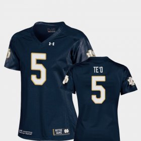 #5 Manti Te'o College Football Irish Replica Women's Navy Jersey 626385-456
