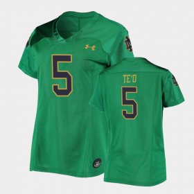 #5 Manti Te'o Replica Notre Dame Under Armour Football Women Green Jersey 901484-917