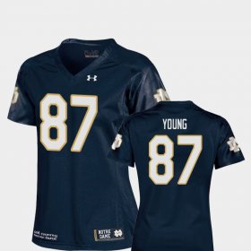 #87 Michael Young College Football Notre Dame Replica Womens Navy Jersey 560518-884