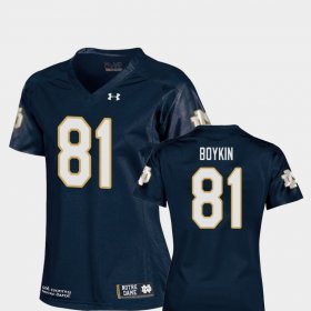 #81 Miles Boykin College Football UND Replica Women Navy Jersey 732646-285