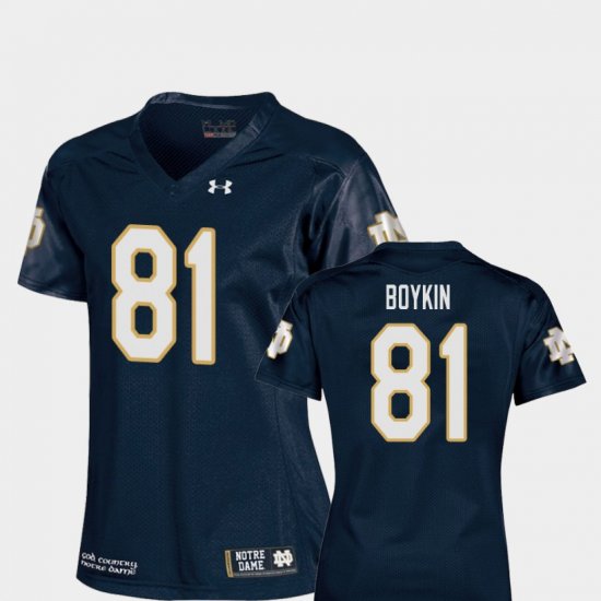 #81 Miles Boykin College Football UND Replica Women Navy Jersey 732646-285