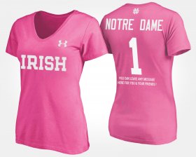 #1 Name and Number UND No.1 Short Sleeve With Message Women Pink T-Shirt 847522-237