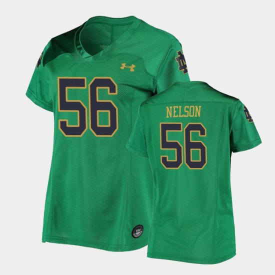 #56 Quenton Nelson Replica Fighting Irish Under Armour Football Women Green Jersey 434794-412