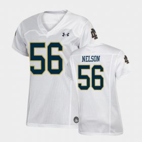 #56 Quenton Nelson Replica Irish Under Armour Football Womens White Jersey 537475-310