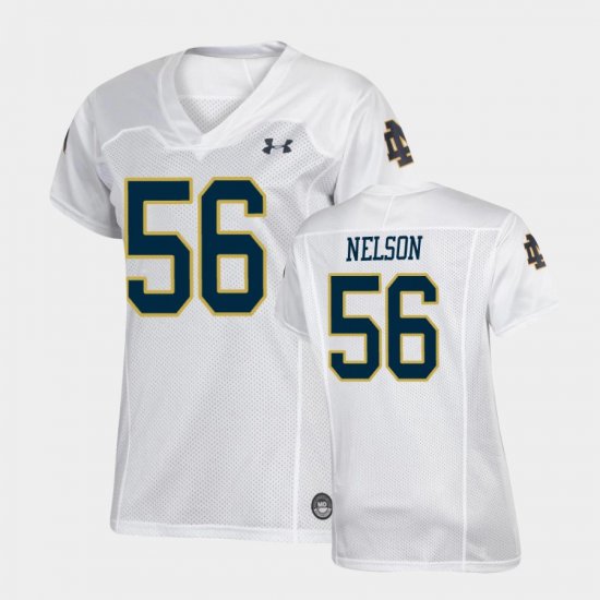#56 Quenton Nelson Replica Irish Under Armour Football Womens White Jersey 537475-310