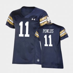 #11 Ron Powlus III 2021 Shamrock Series UND Replica Game Women Navy Jersey 396028-903