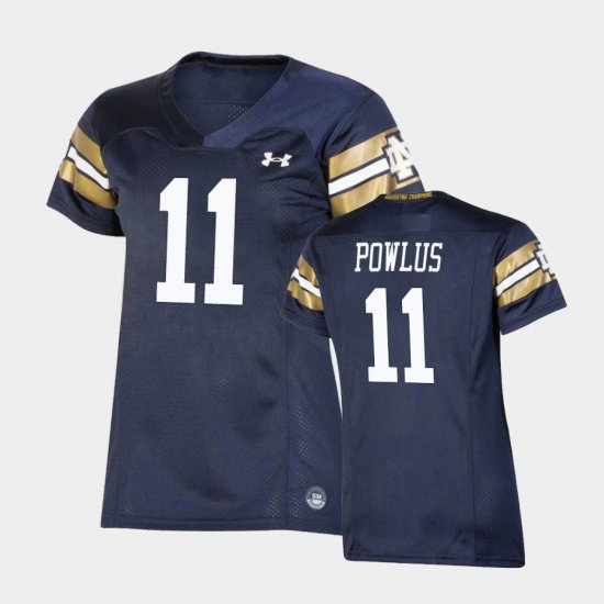 #11 Ron Powlus III 2021 Shamrock Series UND Replica Game Women Navy Jersey 396028-903