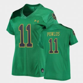 #11 Ron Powlus III Replica Fighting Irish Under Armour Football Women Green Jersey 694417-962