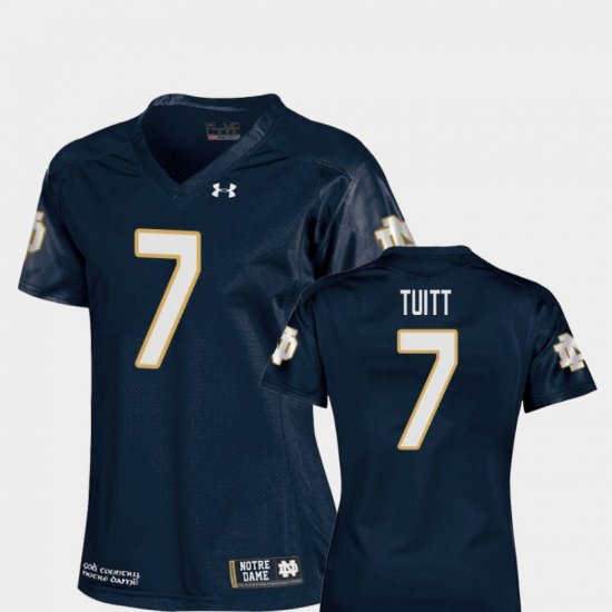#7 Stephon Tuitt College Football Fighting Irish Replica Women Navy Jersey 657278-905
