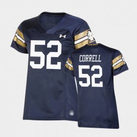 #52 Zeke Correll 2021 Shamrock Series Fighting Irish Replica Game Women's Navy Jersey 374656-189