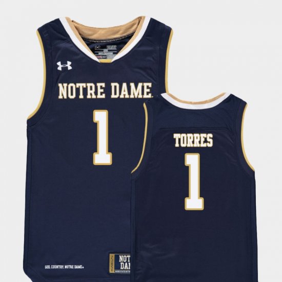 #1 Austin Torres Replica Fighting Irish College Basketball Youth Navy Jersey 500212-249