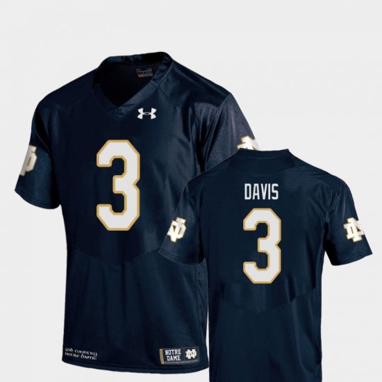 #3 Avery Davis College Football Irish Replica Youth Navy Jersey 414899-322