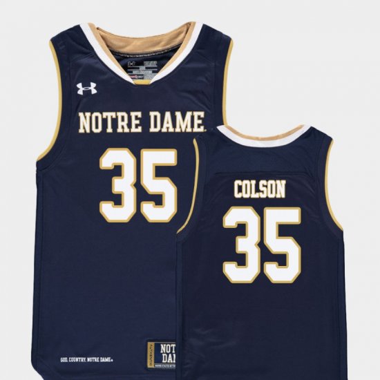 #35 Bonzie Colson Replica Irish College Basketball Youth Navy Jersey 865242-581