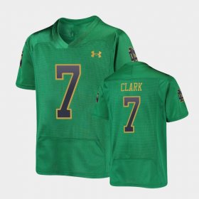 #7 Brendon Clark Replica University of Notre Dame Under Armour Football Youth Green Jersey 425498-480